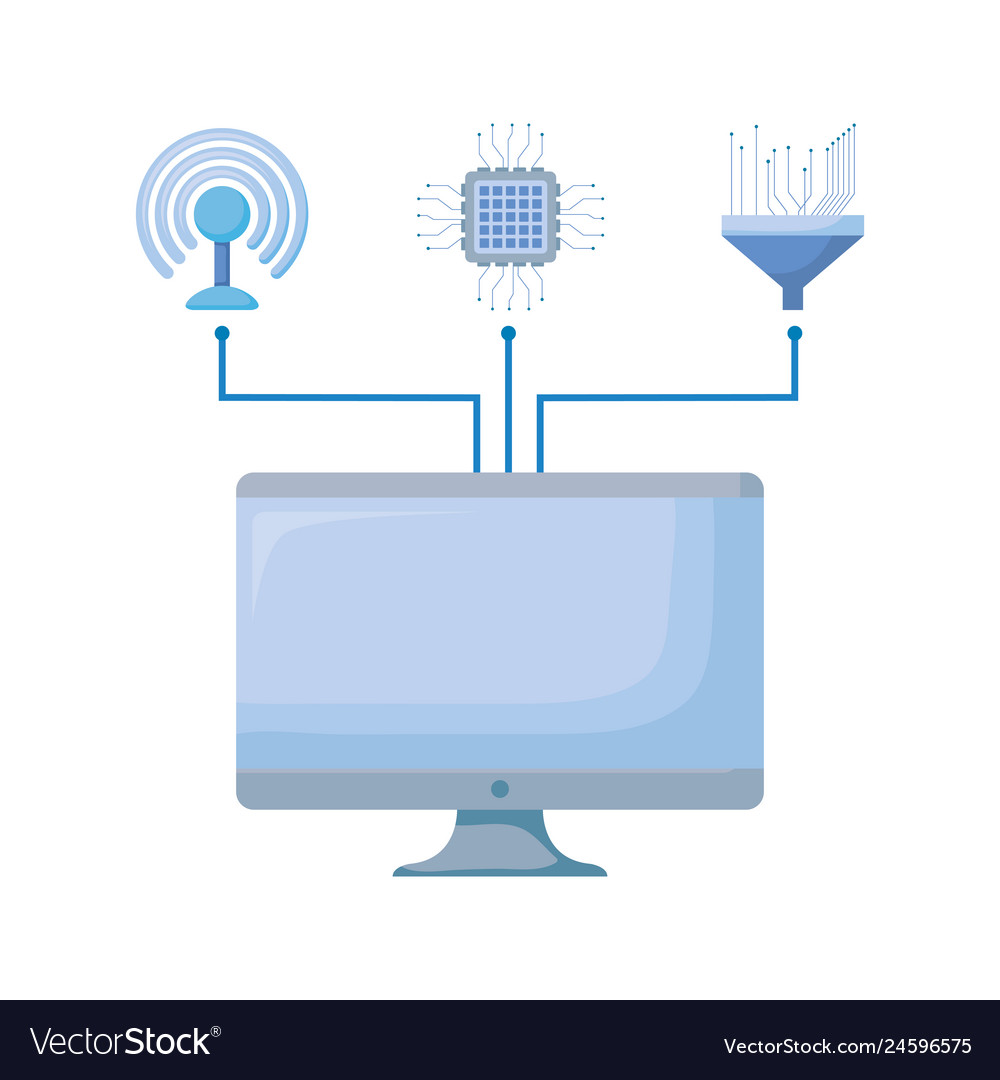 Computer monitor with connection icons