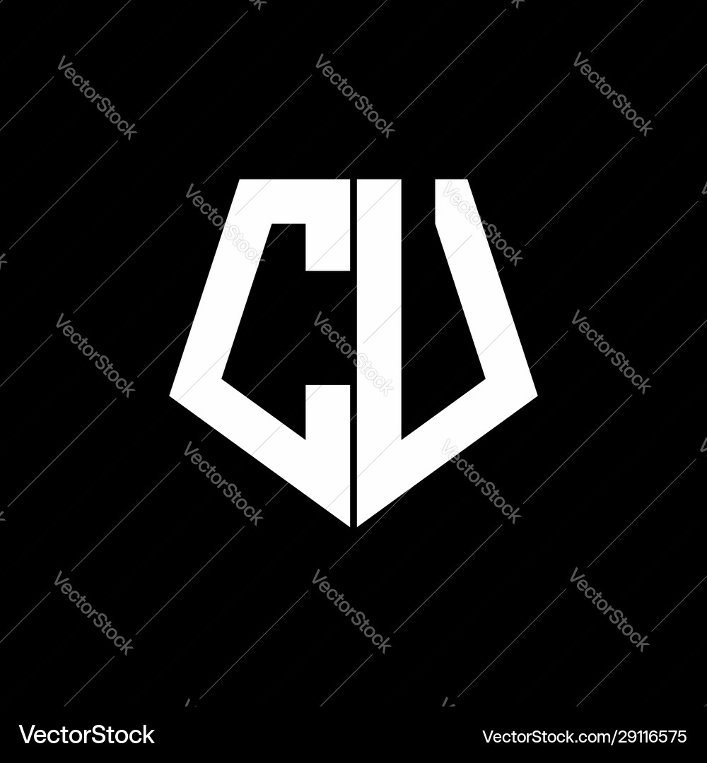 Cu logo monogram with pentagon shape style design Vector Image