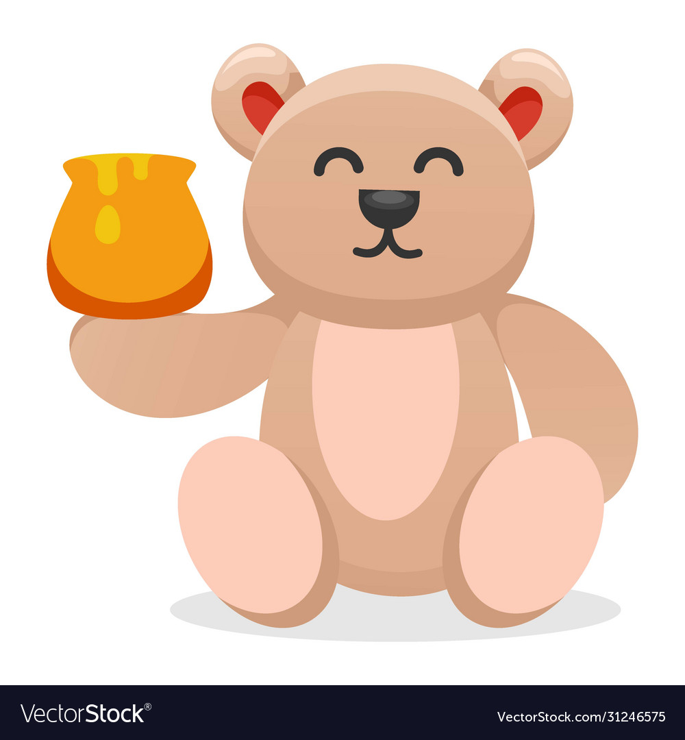 Cute bear eating honey cartoon Royalty Free Vector Image