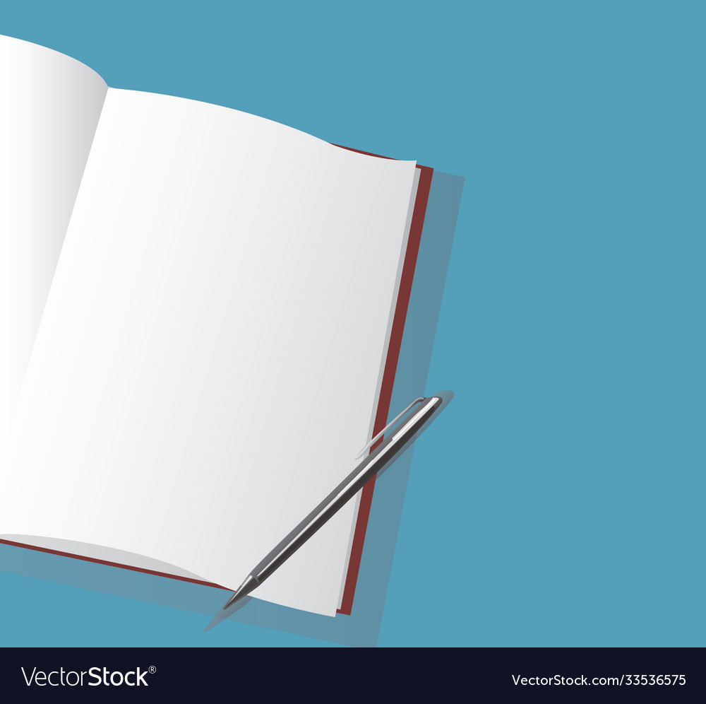 Empty notebook and pen vector image Empty notebook and pen