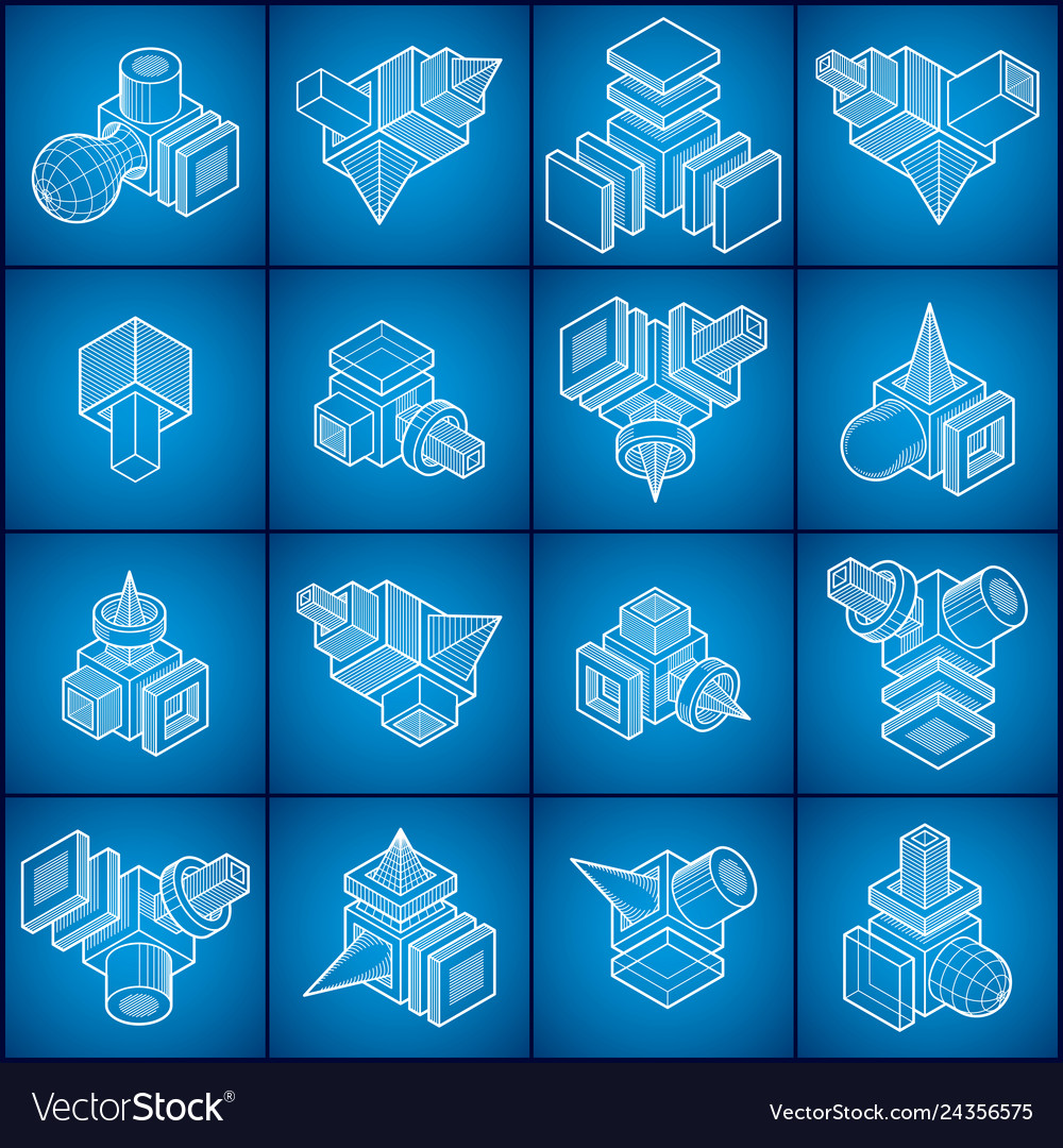 Engineering abstract shape set vector image Engineering abstract shape set