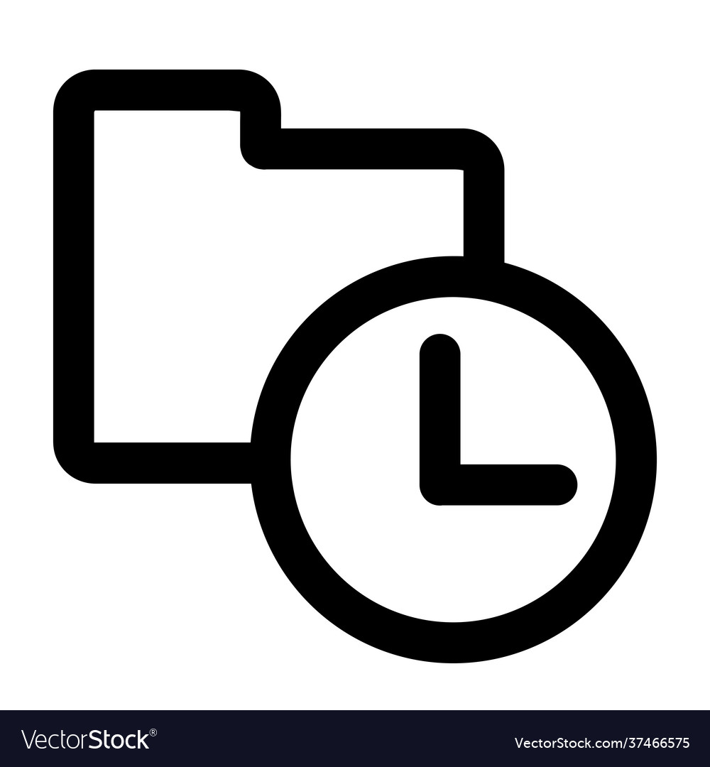 File folder with time icon flat vector image File folder with time icon flat