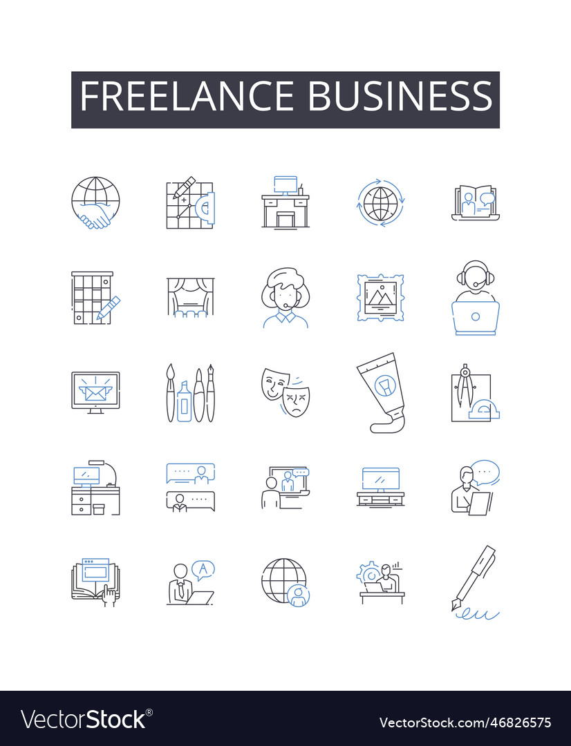 Freelance business line icons collection solo