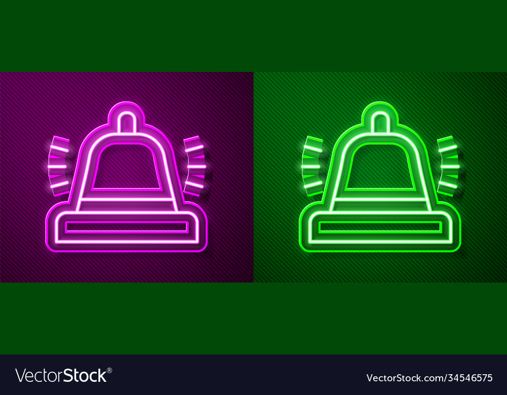 Glowing neon line hotel service bell icon isoliert