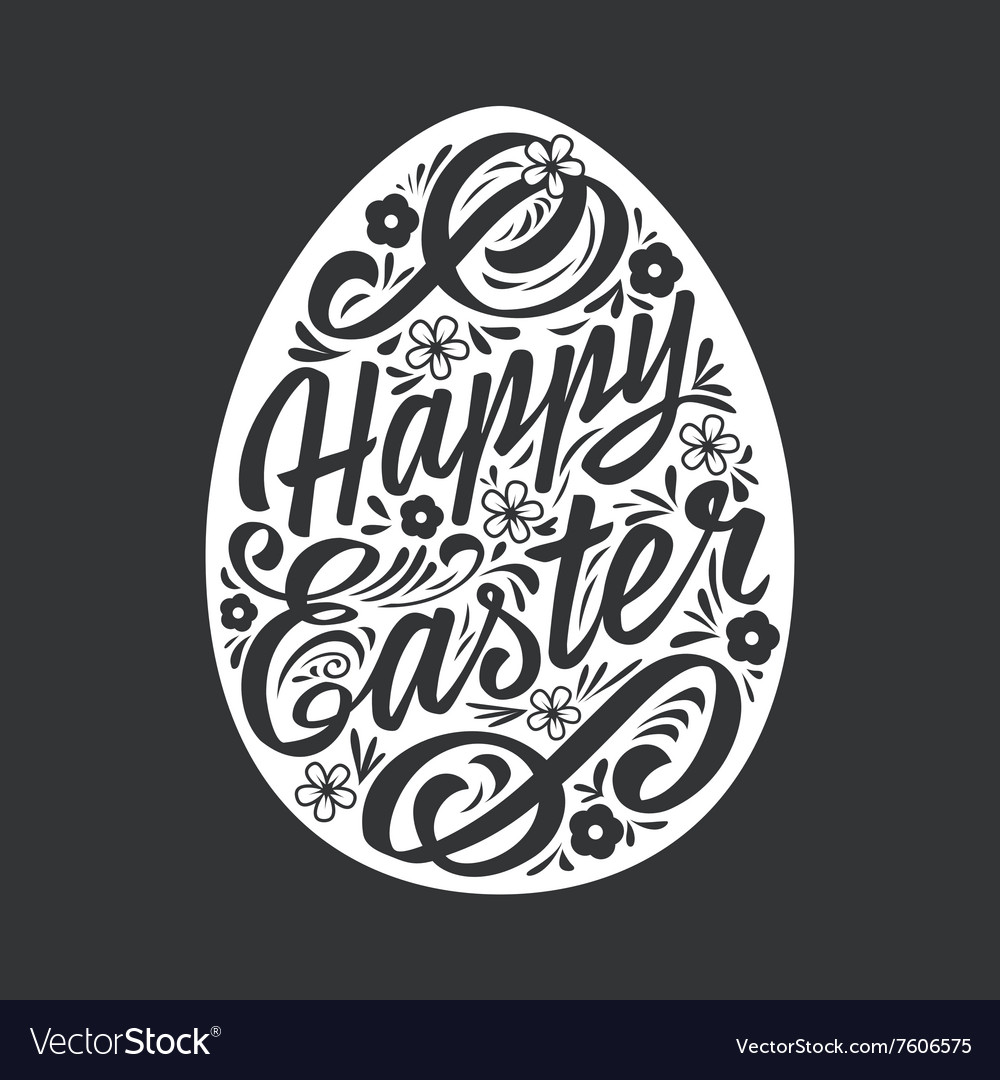 Happy easter greeting card hand-drawing lettering