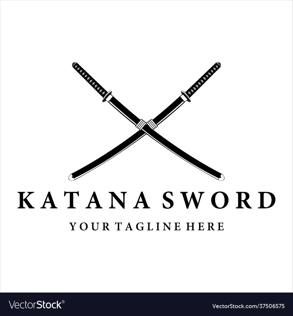 Katana sword logo vintage design simple modern