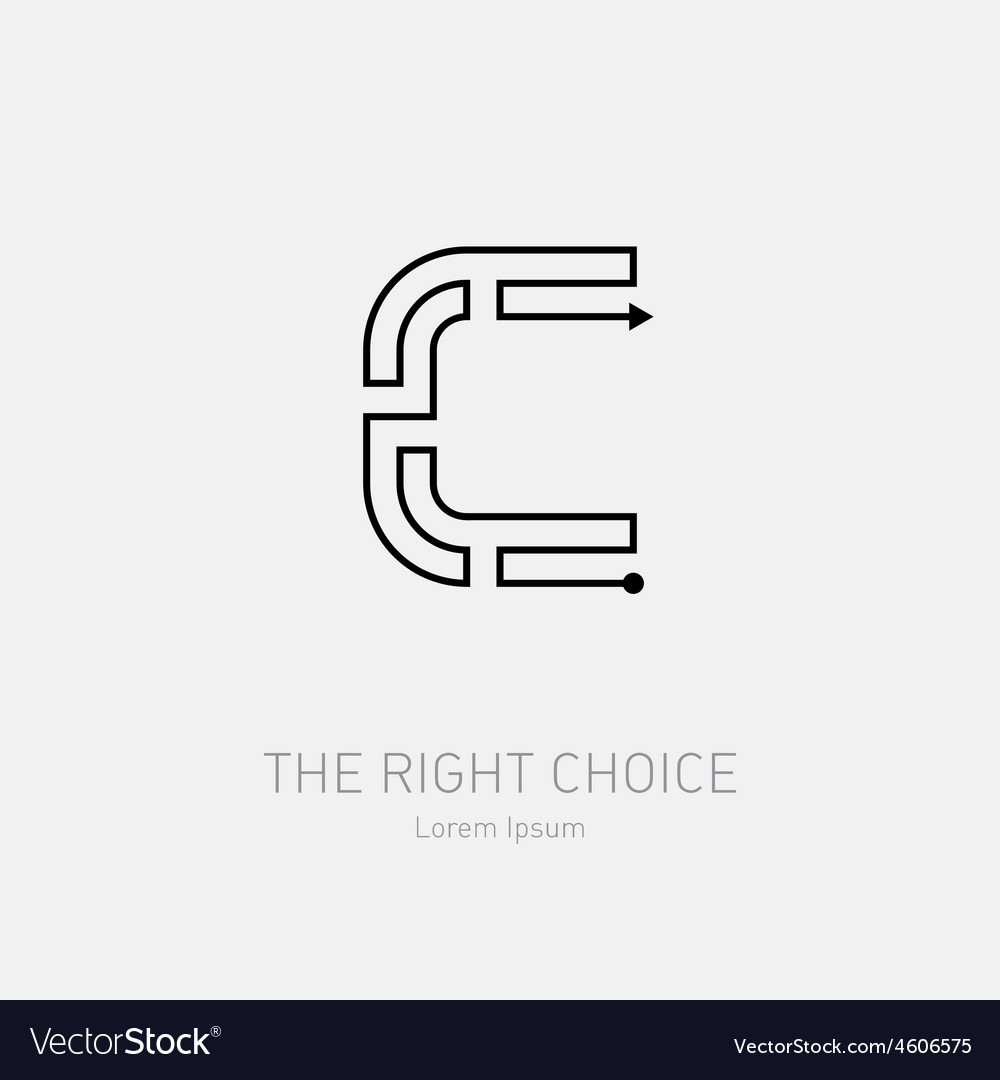 Letter c line art rebus concept logotype icon