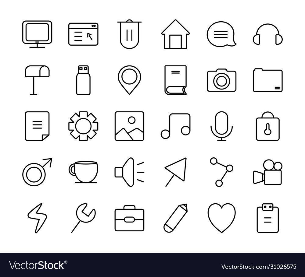 Mailbox and user interface icon set line style