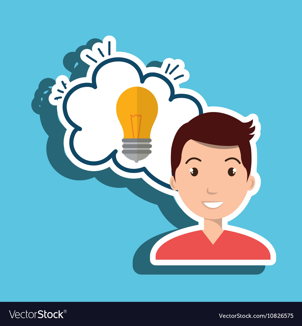 Man thinking creating bubble Royalty Free Vector Image