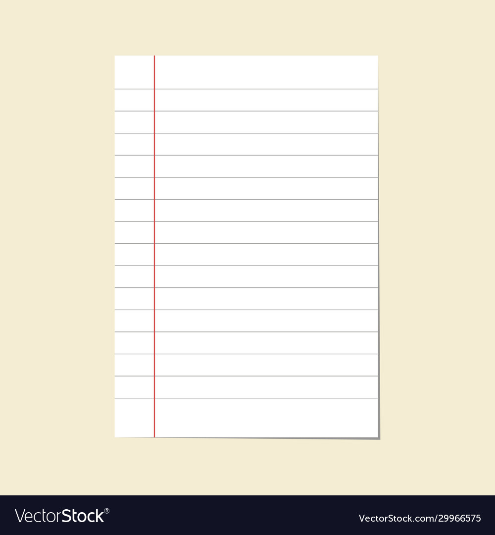 Paper line notebook sheet blank vector image Paper line notebook sheet blank