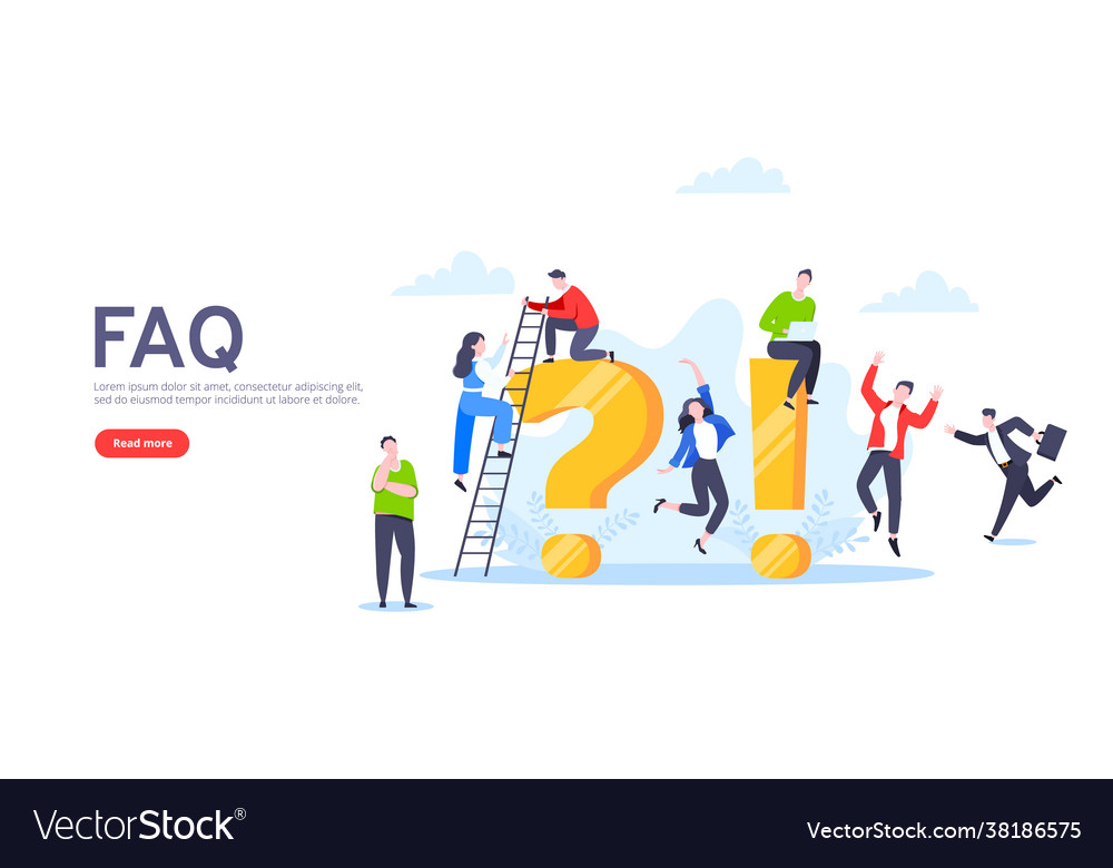 Q and a or faq concept with tiny people characters vector image Q and a or faq concept with tiny people characters