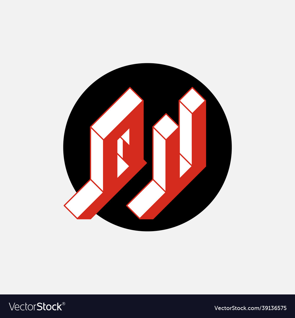 Qu - 2-letter code isometric 3d font for design