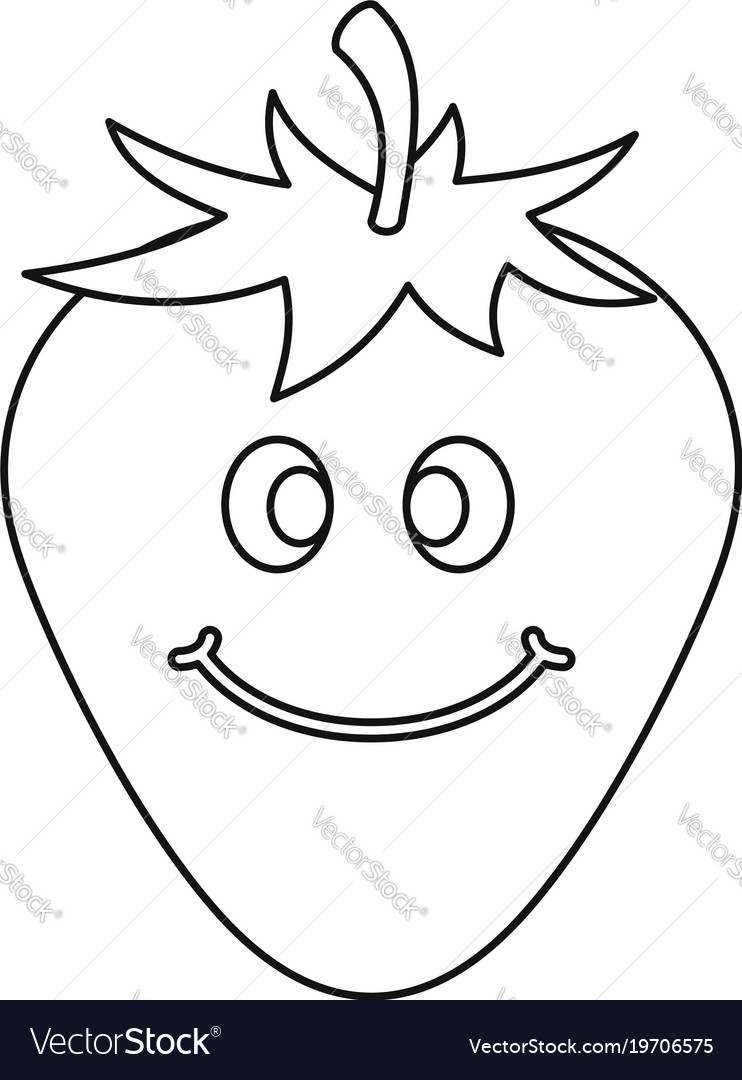 Ripe smiling strawberry icon outline Royalty Free Vector