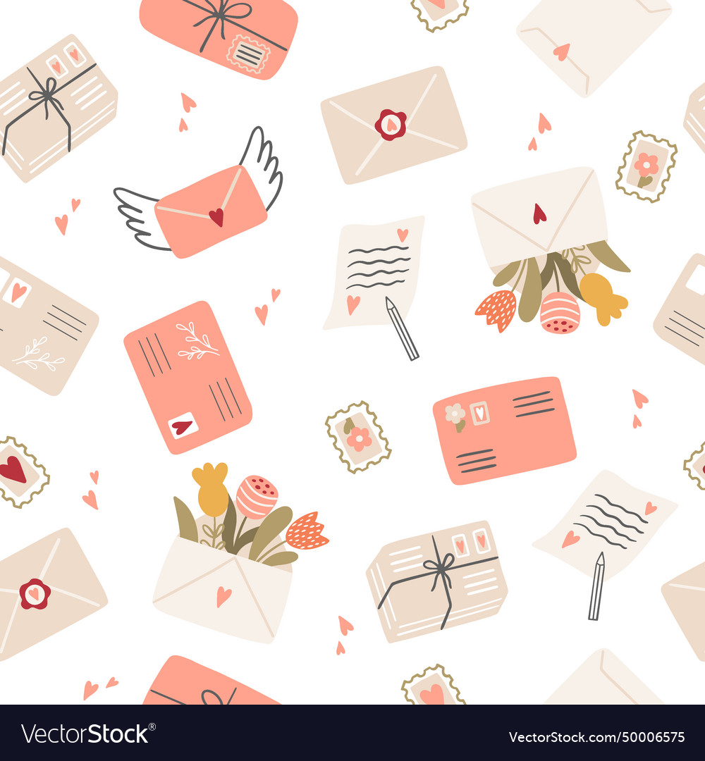 Seamless pattern with letters envelopes