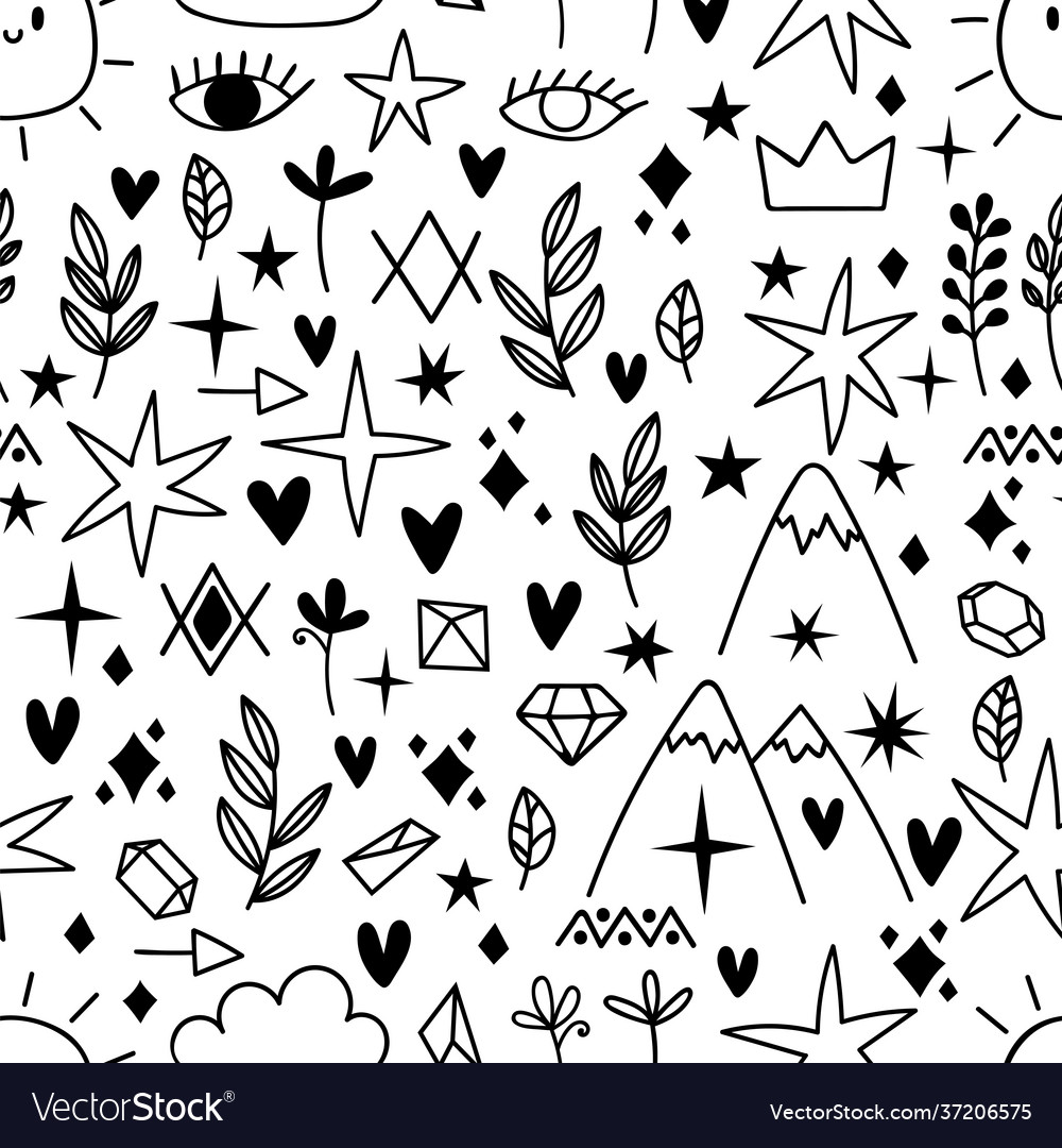 Seamless pattern with sketch design elements hand