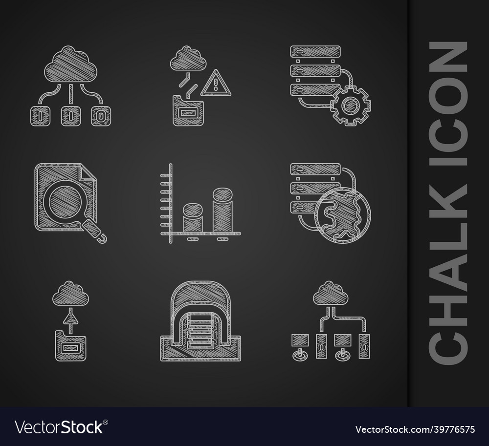 Set data analysis hangar with servers computer vector image Set data analysis hangar with servers computer