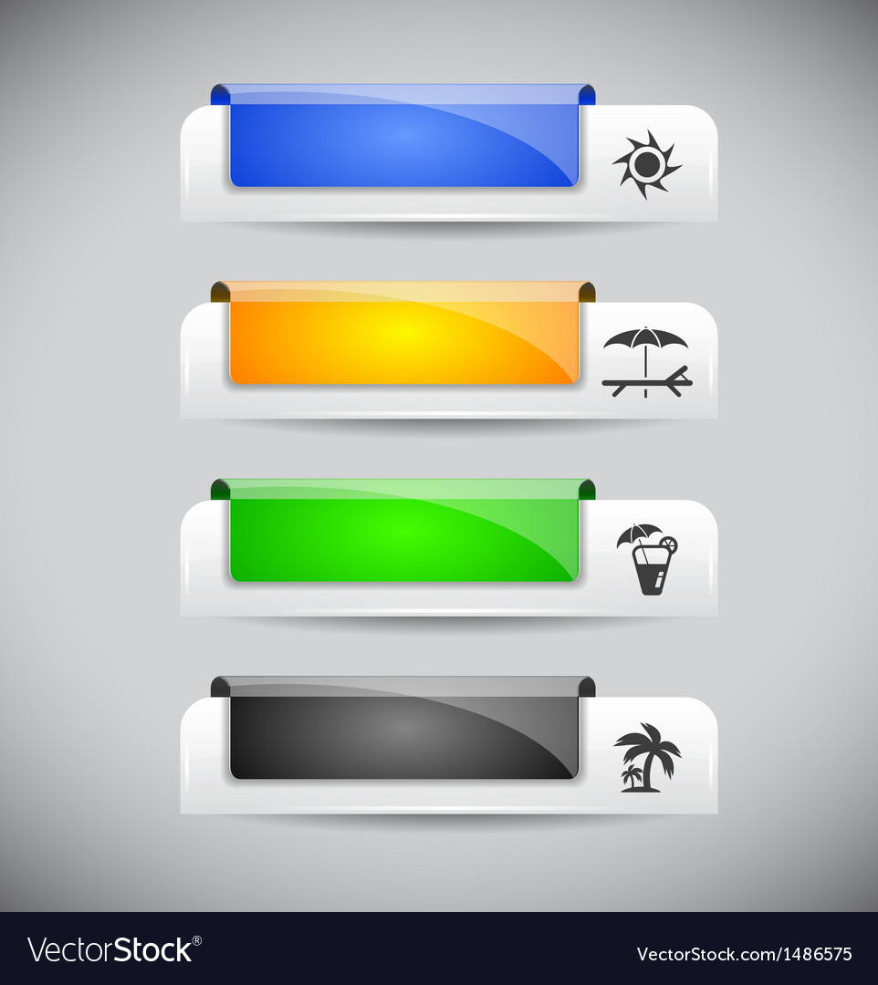 Set of color plastic buttons for web