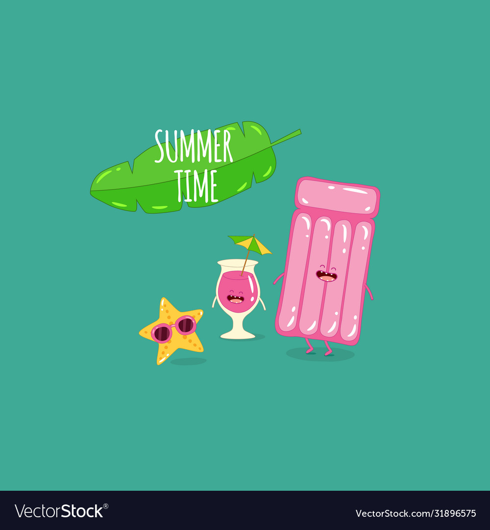 Starfish cocktail air mattress summer time vector image Starfish cocktail air mattress summer time