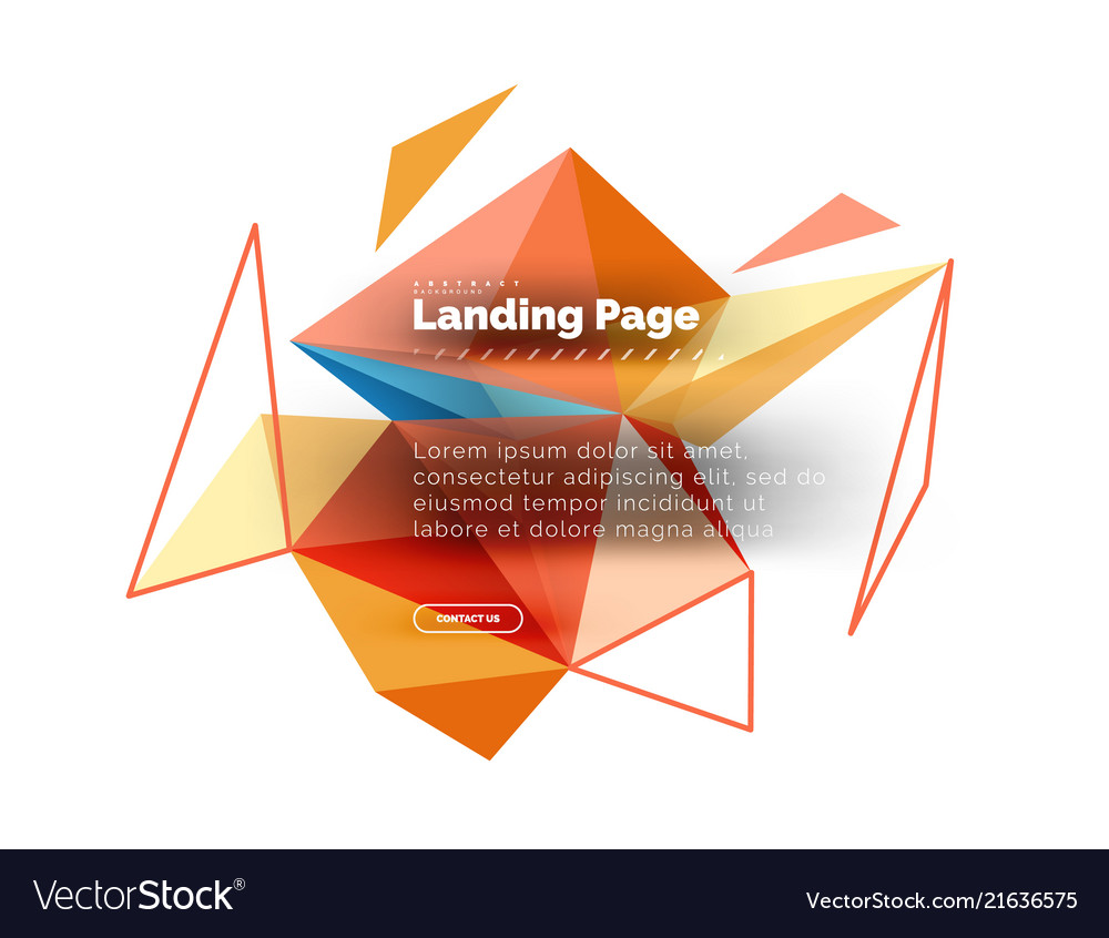 Triangular design abstract background landing vector image Triangular design abstract background landing