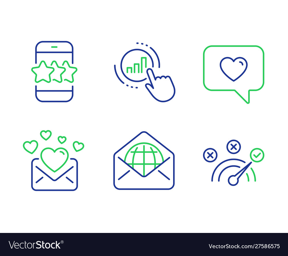 Web-Mail-Star und Liebe-Nachricht-Symbole setzen Diagramm