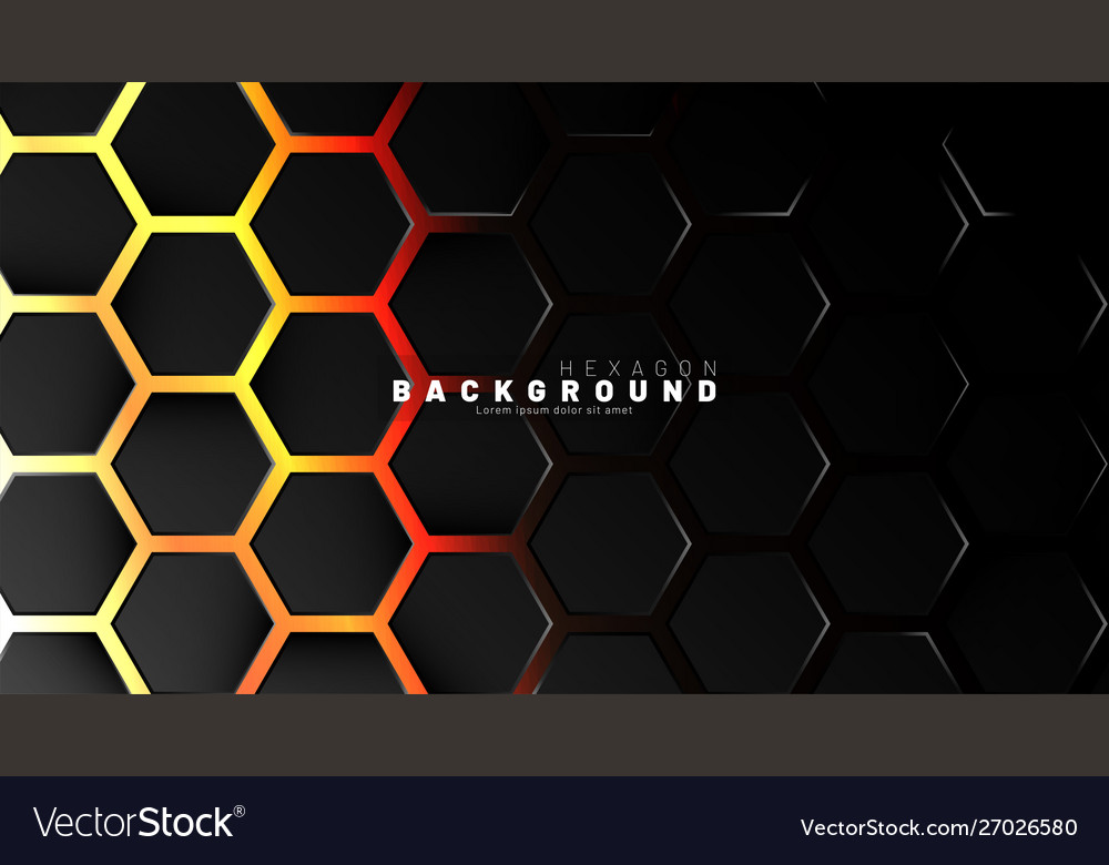 Abstract black hexagon pattern on neon gradient vector image Abstract black hexagon pattern on neon gradient