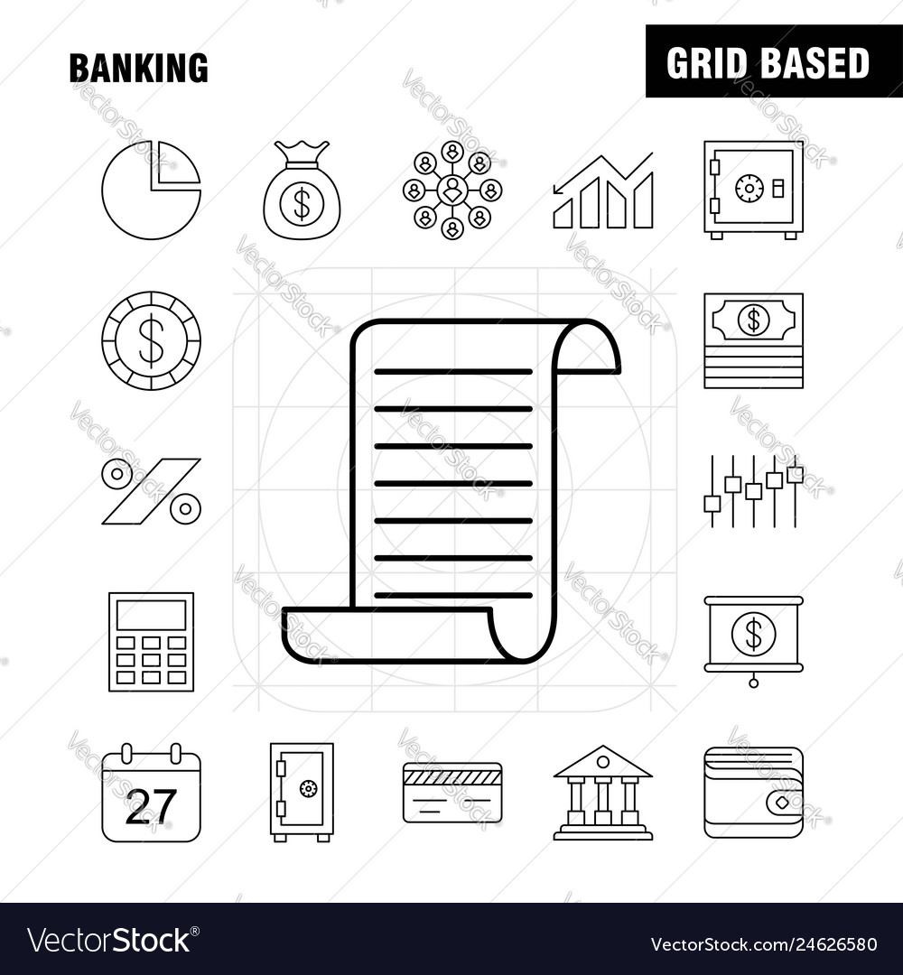 Banking line icon for web print and mobile uxui vector image Banking line icon for web print and mobile uxui