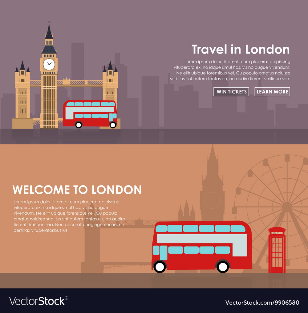 Banner travel to london flat style Royalty Free Vector Image