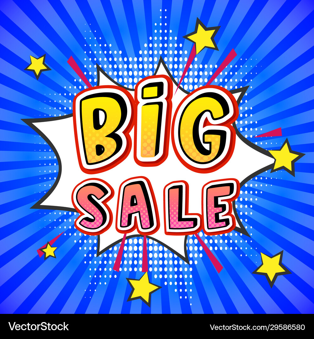 Big sale pop art banner Royalty Free Vector Image
