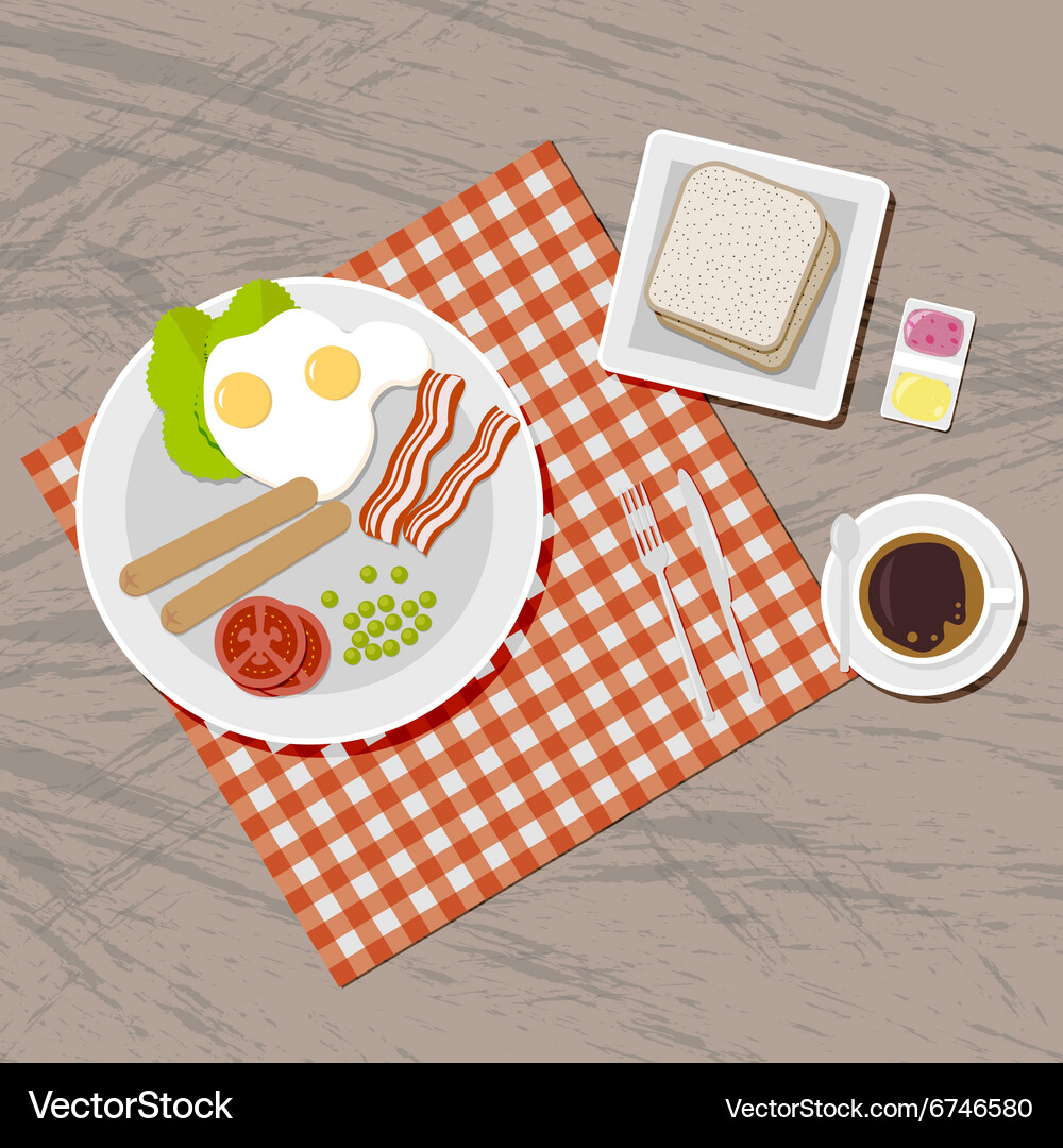 Breakfast set Top view Royalty Free Vector Image