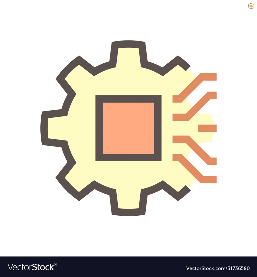 Computer chip processor technology and gear shape vector image Computer chip processor technology and gear shape