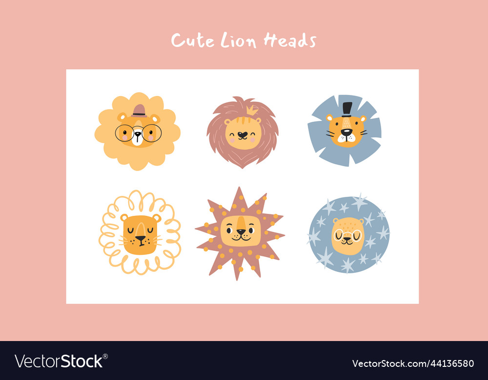 Cute lions with floral modern