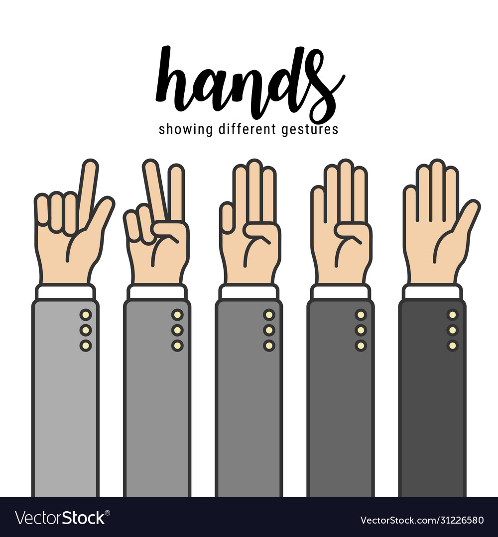 Hands showing different gestures for designer