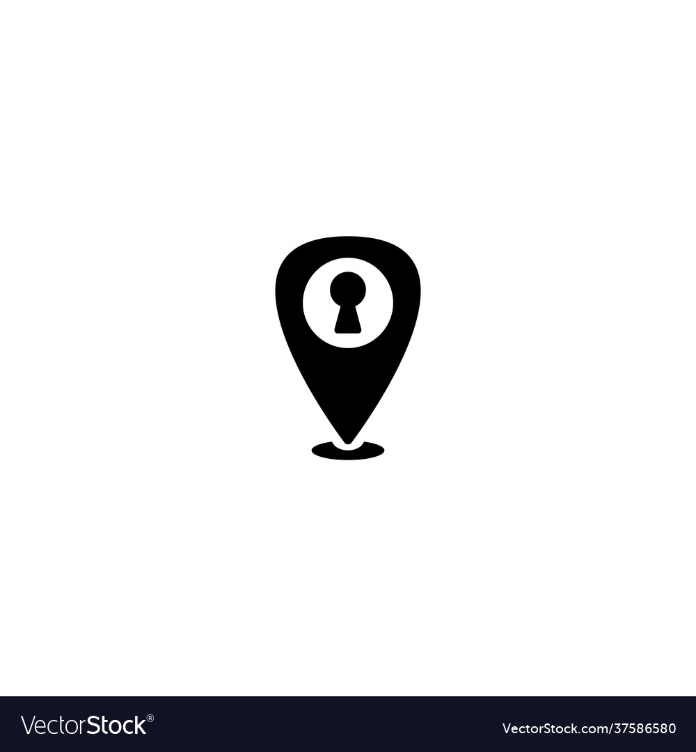 Keyhole and location icon gps pointer map pin vector image Keyhole and location icon gps pointer map pin