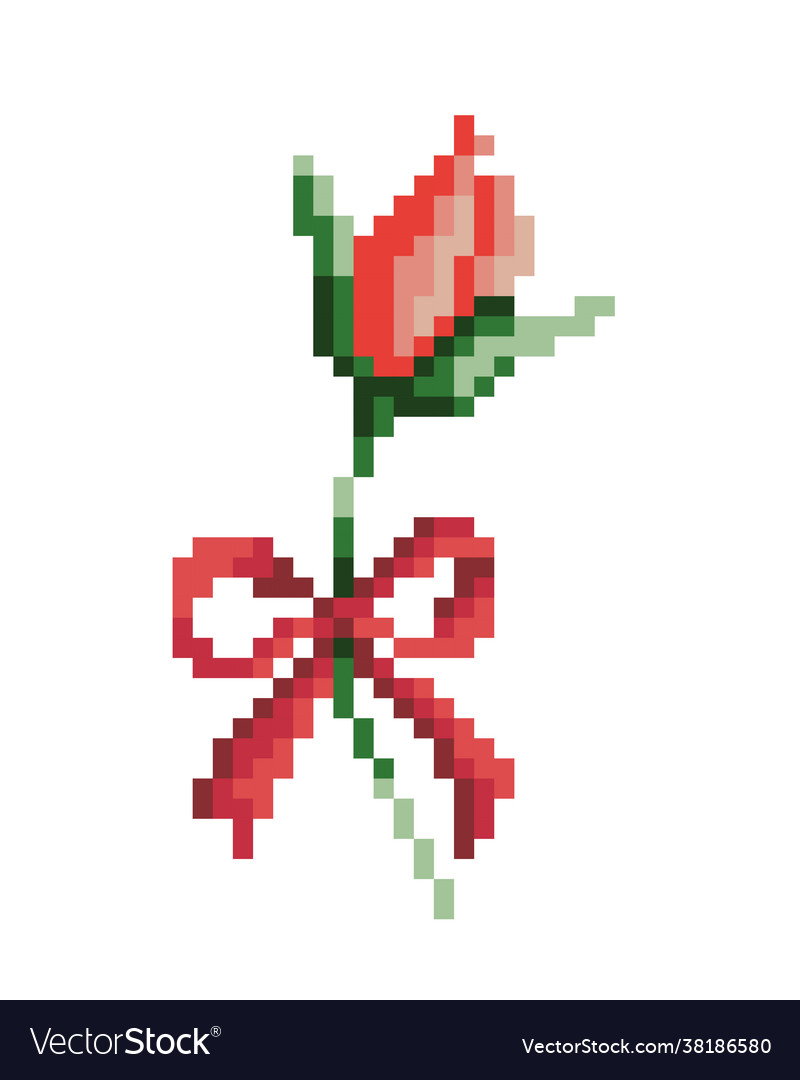 Rose Pixel Bild Kreuzstich oder Häkelmuster