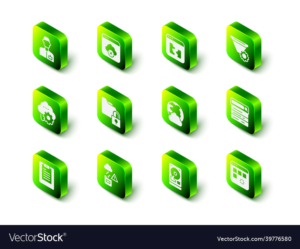 Set failed access cloud storage broken file vector image Set failed access cloud storage broken file