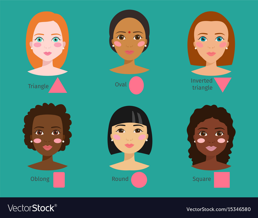 Set of different woman face types Royalty Free Vector Image