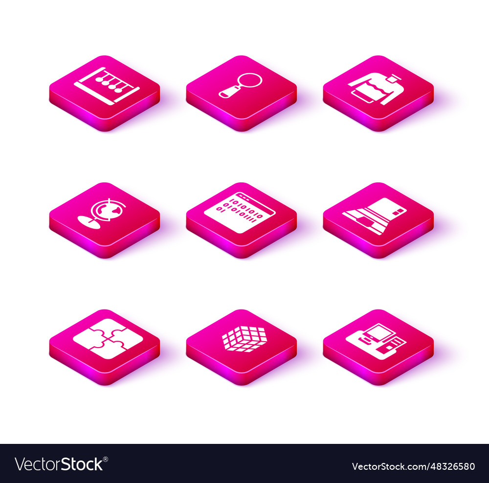 Set piece of puzzle rubik cube earth globe binary vector image Set piece of puzzle rubik cube earth globe binary