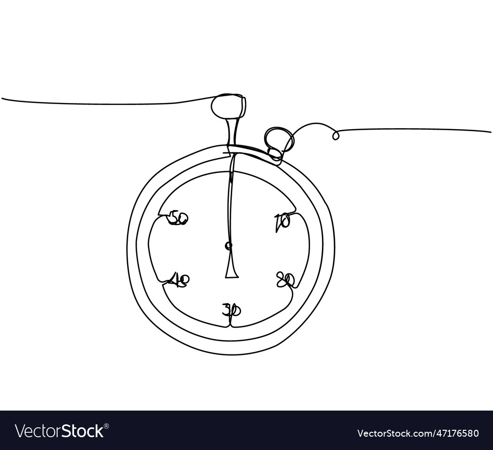 Stopwatch timer clock one line art continuous Vector Image Stopwatch timer clock one line art continuous