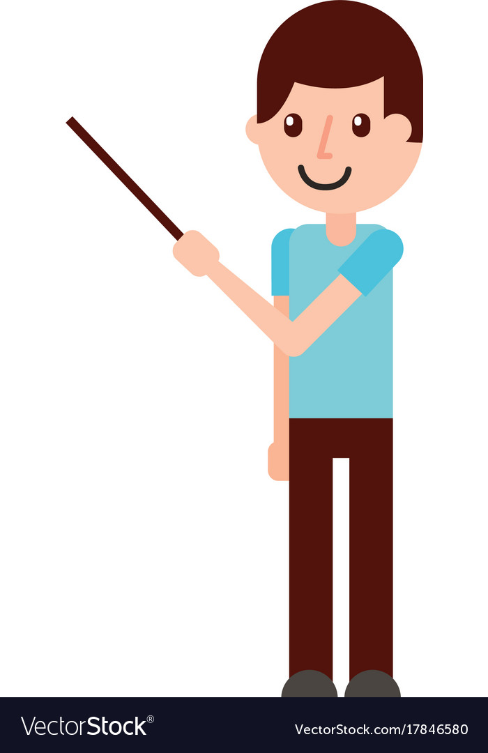 Teacher with pointer showing lesson