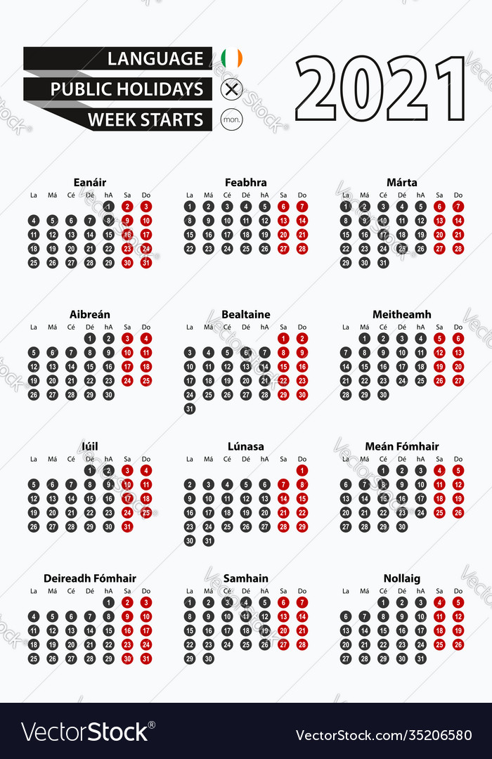 Template calendar 2021 with number in circles