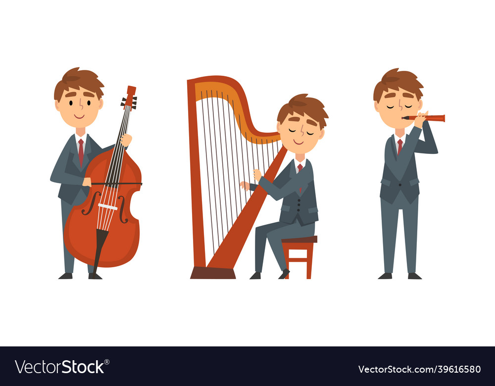 Young man in suit and tie playing musical Vector Image