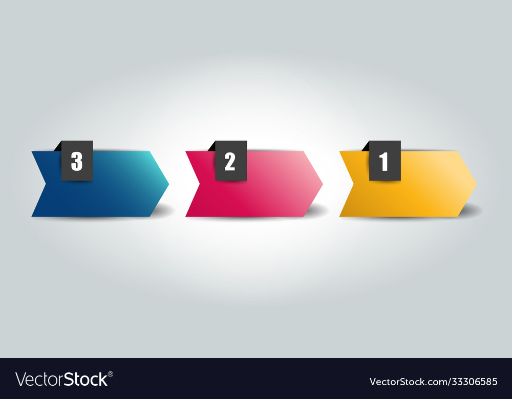 3 steps arrow tutorial chart diagram one two vector image 3 steps arrow tutorial chart diagram one two