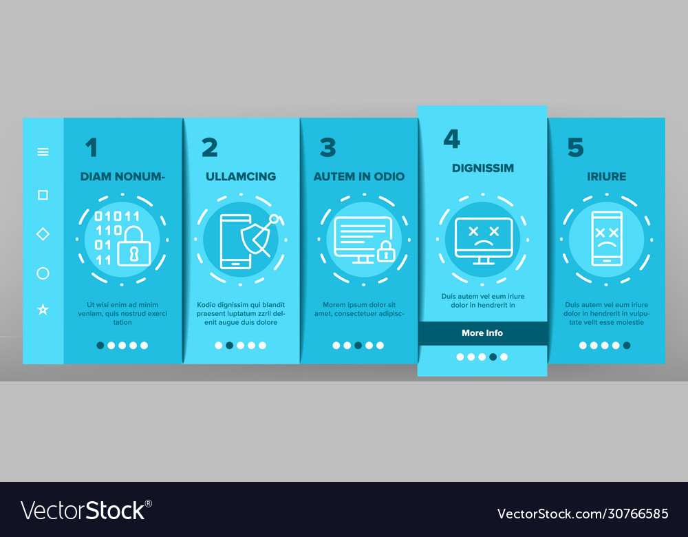 Antivirus program onboarding icons set