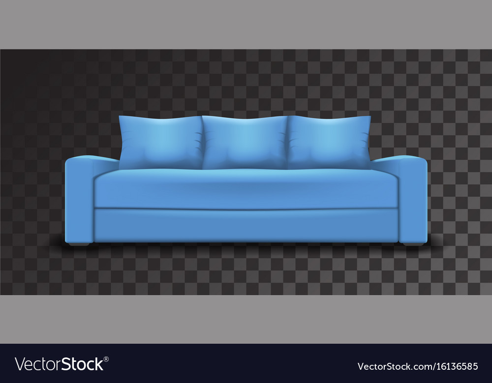 Blue sofa single object realistic design