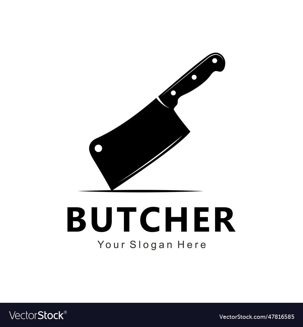 Butcher knife flat style logo Royalty Free Vector Image