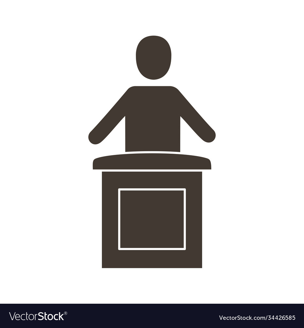 Candidate in speech podium silhouette style icon