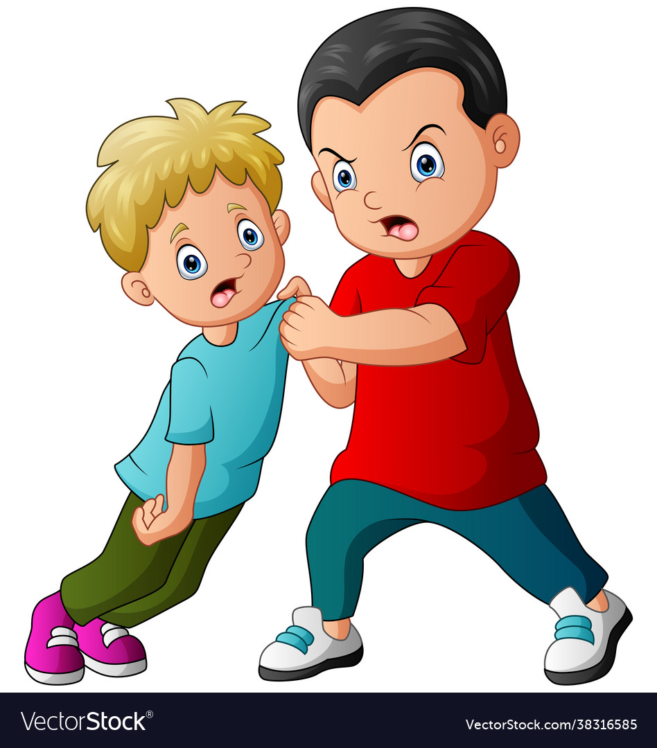 Cartoon A Boy Bullying Little Kid Royalty Free Vector Image
