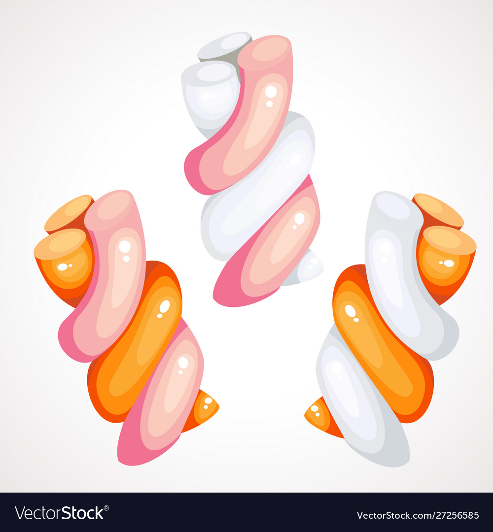 Cartoon set colored spiral marshmallows Royalty Free Vector Cartoon set colored spiral marshmallows Royalty Free Vector