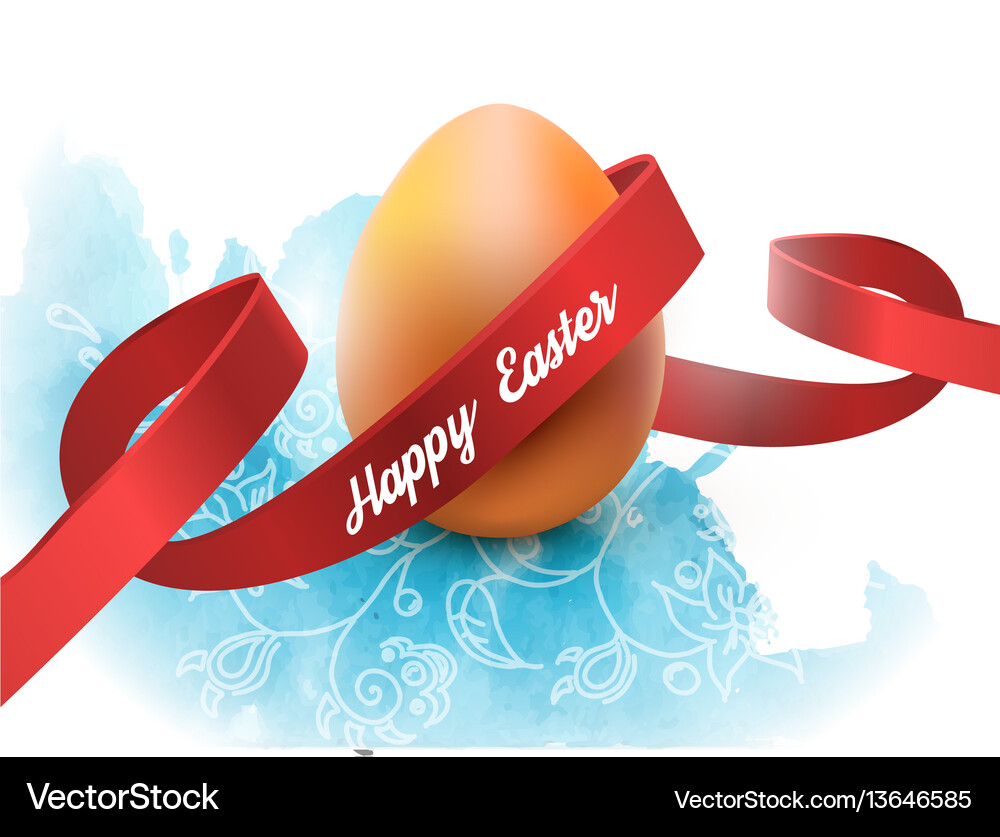 Easter egg with red ribbon isolated on white Vector Image
