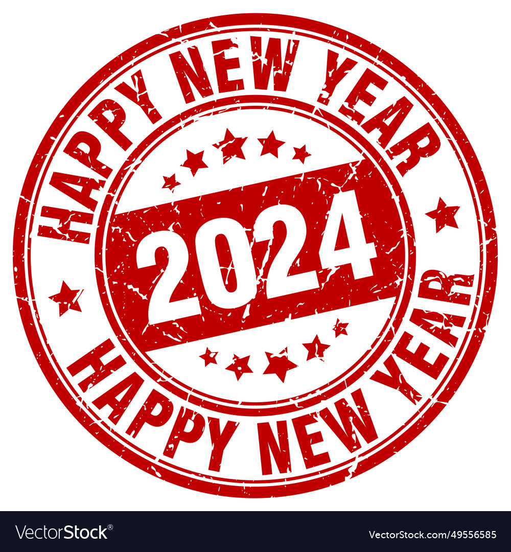 Happy new year 2024 red stamp two Royalty Free Vector Image